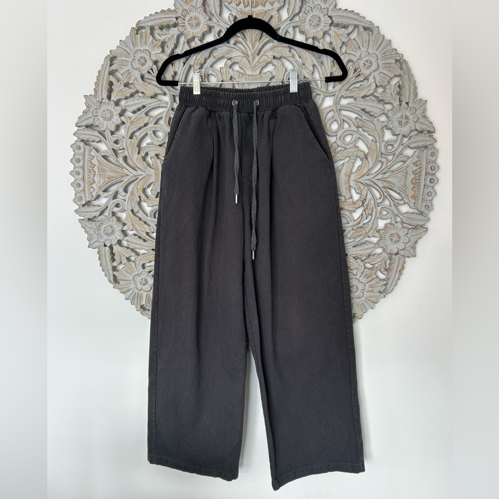 Vintage Dark Gray 100% Cotton Balloon Wide-Leg Oversized Pants Size Medium